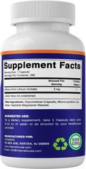 240 Non-GMO Lithium Orotate 5mg Capsules for Enhanced Cognitive Support
