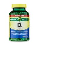 Spring Valley Vitamin D3 Softgels 25 mcg 1,000 IU 450 Count