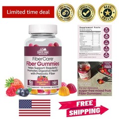 Fiber Care Prebiotic Gummies – 120 Gummies with 6g Fiber and Mixed Fruit Flavor