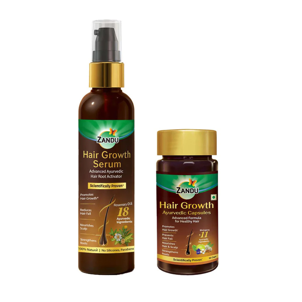 Hair Growth Serum & Capsules Combo by Zandu