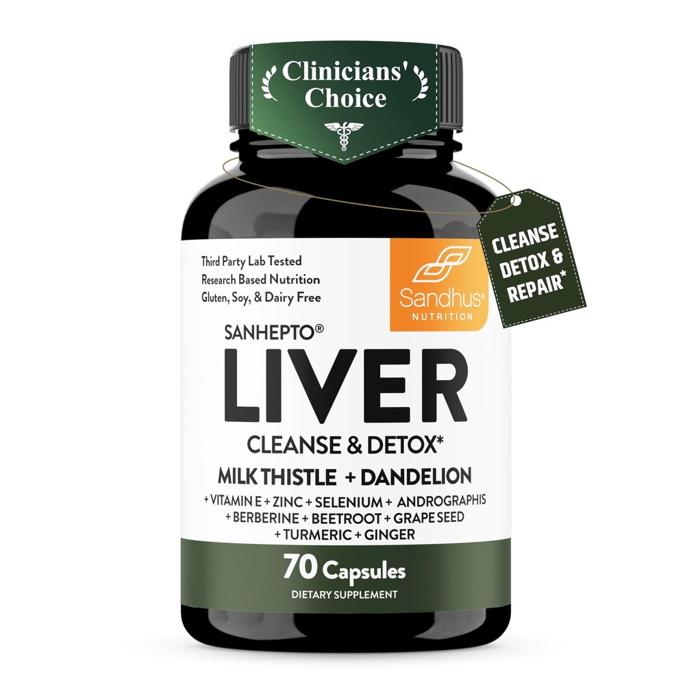 Sandhu’s Liver Cleanse Detox & Repair Support Capsules 70 Count (Pack of 1)