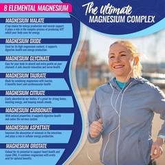 Magnesium Complex 1000mg, 8 Elemental Magnesium 90 Capsules Gluten Free+ Non-GMO