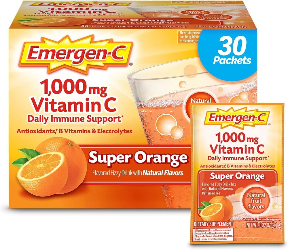 Emergen-C 1000mg Vitamin C Powder 30 Count Orange Immune Daily Support