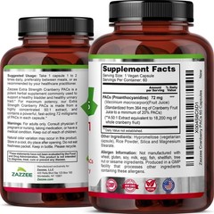 Cranberry PACs, 72 mg PACs per Capsule, 2X Strength, 100% Soluble, 60 Capsules