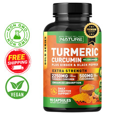 Built by Nature Turmeric Curcumin 2250mg Ginger Black Pepper 90 Capsules Vegan