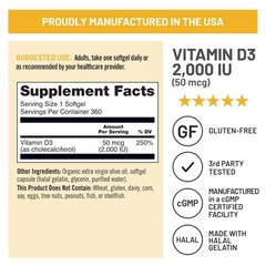 Vitamin D3 2000iu 50 mcg 1Year Supply for Immune , Healthy Muscle Function, a…