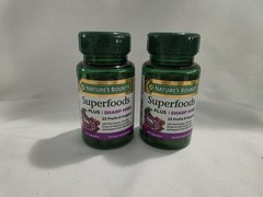 2 Nature’s Bounty Superfoods+ Sharp Mind 30 Caps 23 Fruits Veggies Exp 12/26