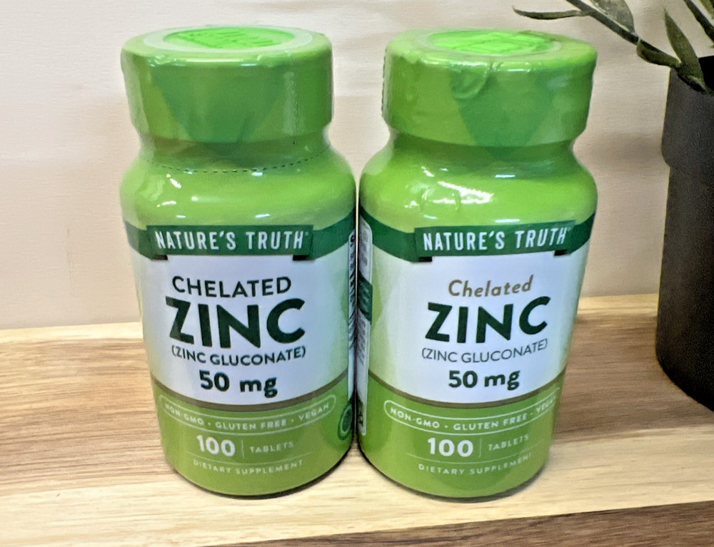 LOT OF 2 – Nature’s Truth – Zinc 50 mg Tablets, 100 Tablets Mineral vitamins
