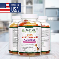 Zaytun Vitamins Halal Kids Multivitamin Gummies, Natural, 90 Gummies Made in USA