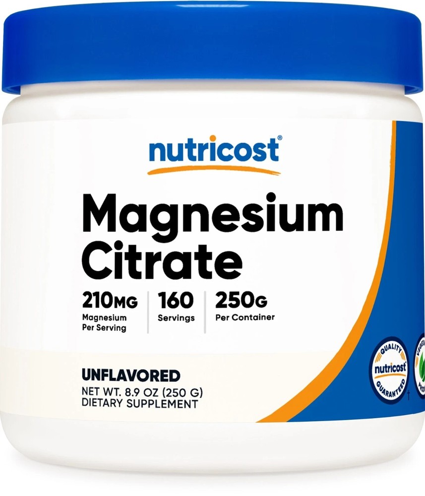 Nutricost Magnesium Citrate Powder 250 Grams Unflavored 160 Serving