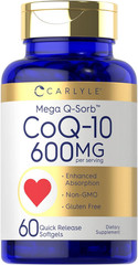 Carlyle Coq10 600 Mg Softgels 60 Count Mega Q-Sorb Coenzyme Q-10