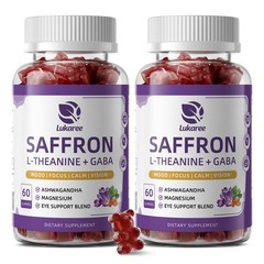 Saffron Gummies 88.5mg with L-Theanine 200mg, GABA for 60 Count (Pack of 2)