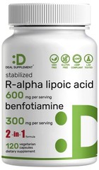R Alpha Lipoic Acid 600Mg with Benfotiamine 300Mg per Serving, 120 Veggie Capsul