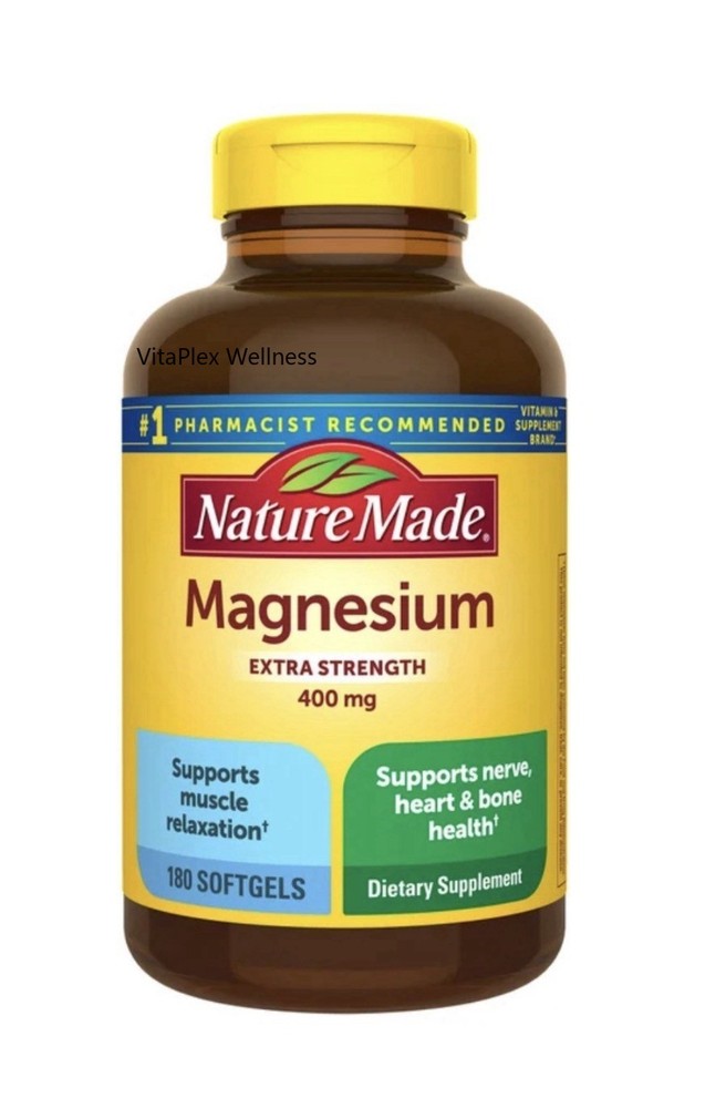 Nature Made Magnesium 400mg Super 180 Capsules for Muscle Relaxation-