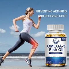 Omega 3 Fish Oil Capsules Triple Strength EPA & DHA, Burp-Less 120 sofgels NEW