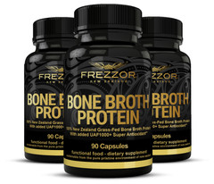 FREZZOR Bone Broth Protein Capsules 100% Grass Fed, Non GMO, All Natural, 3 Pack