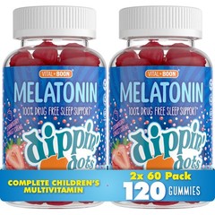 Melatonin Sleep Support Gummies (60 Count Pack of 2) Strawberry Sunset Creme …