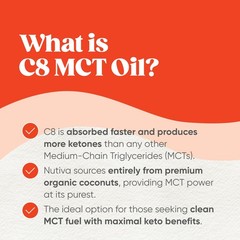 Nutiva Organic Liquid Mct Oil C8- Unflavored – Perfect For Coffee Shakes Salads