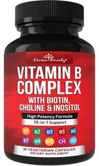 Divine Bounty Super B Complex 90 Count (Pack of 1), Dark Amber Bottle