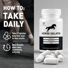 (1 Pack) Horse Gelatin Advanced Male Support Supplement HorseGelatin 60 Capsules