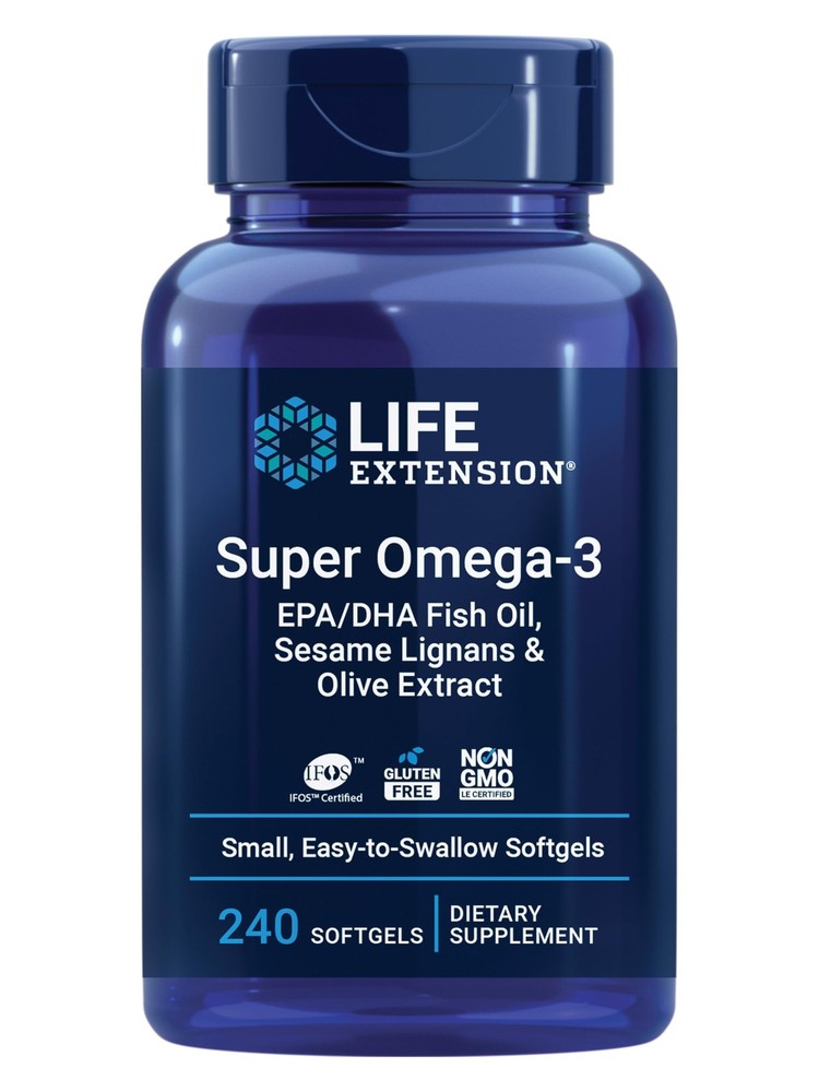 Life Extension Super Omega-3 EPA/DHA Fish 240 Count (Pack of 1), Dark Amber