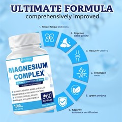 Magnesium Complex Supplement With Glycinate Citrate Vegan Non-GMO 90 Capsules