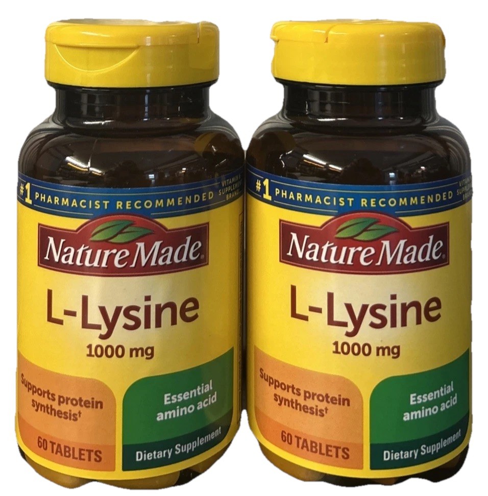 Nature Made L-Lysine 1000mg 120 Tablets (60 Each) 2 Pack Exp 4/2029