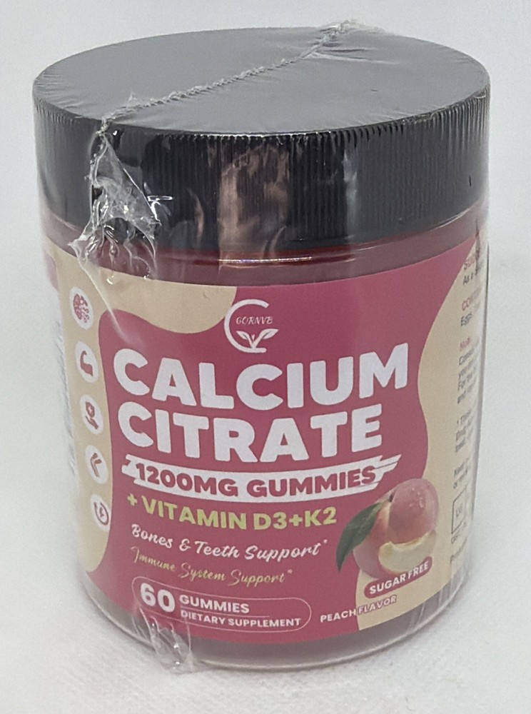 Calcium Citrate Gummies 1200mg High Absorption Calcium Supplements Vegan Peach