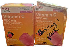 2X CVS Vitamin C 1000mg 71 TC powder packets exp 07/27 &12/27 Damaged Box NEW