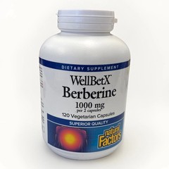 Natural Factors, WellBetX, Berberine, 1000mg, 120 Vegetarian Capsules Exp:07/29+