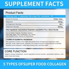 Magnesium Complex Supplement With Glycinate Citrate Vegan Non-GMO 90 Capsules