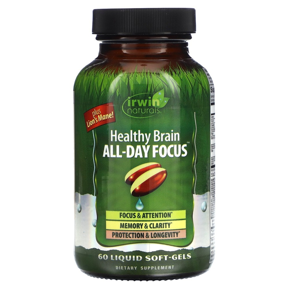 Irwin Naturals – Healthy Brain, All-Day Focus, 60 Liquid Soft-Gels – EXP 4/2026