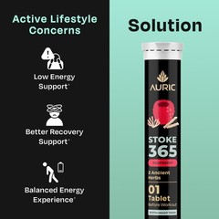 Auric STOKE365 Effervescent Tablets–Training Support Drink Tabs–Raspberry Flavor