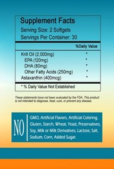 Antarctic Krill Oil Softgels 2000mg Per Servings : Fresh Stock 60 Count ;