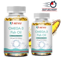 Qty10/120 Omega 3 Fish Oil Capsules 3x Strength 2500mg EPA& DHA,Highest Potency