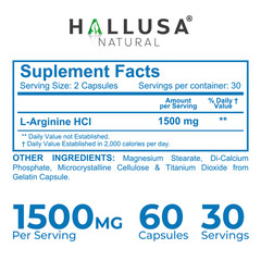 L- ARGININE – Muscle Support – Improves Blood Flow Better Erection – 60 Cap