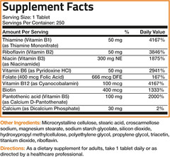 Super B Vitamin B Complex Tablets, Vitamin B1, B2, B3, B6, B9, Folic Acid, B12
