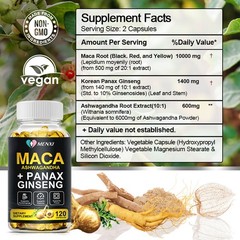 Organic maca root black red yellow 120 capsules maca extreme extract For Men