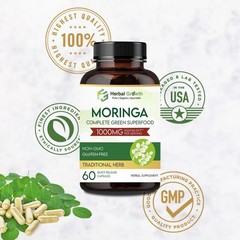 HERBAL.GROWTH Moringa 1000mg Capsules 60 Count Pack of 5