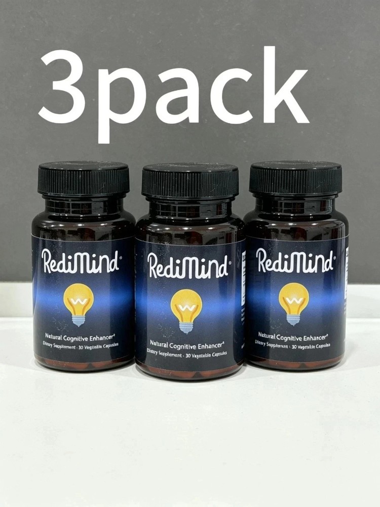 3 Pack RediMind 30 Capsules Natural Focus Memory Brain Supplement