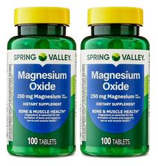 Spring Valley Magnesium Tablets Dietary Supplement Support 250 Mg 100 Count Pk-2