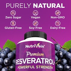 Nutrivein Resveratrol 1450mg – 120 Capsules – Anti-Aging Antioxidant Supplement