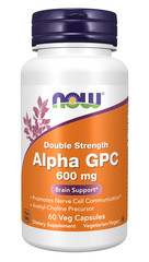 NOW Foods Double Strength Alpha GPC 600mg 60 Caps Acetyl Choline Precursor 09/28
