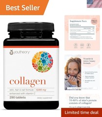 High-Potency 6,000 mg Collagen Peptides – 290 Tablets for Hair & Joint Health
