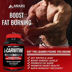 Arazo Nutrition Super Strength L-Carnitine 1000Mg Servings plus Calcium for Boos