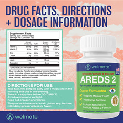 WELMATE AREDS 2 Eye Vitamin & Mineral Supplement, 120 Mini Softgels Exp 6/27