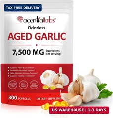 Odorless Garlic 7500mg Per Servings, 300 Softgels | 2 Years Aged Garlic Extra…
