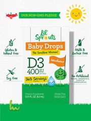 Vitamin D3 Baby Drops | 400 IU | 1 Year Supply | Vegetarian | by Lil’ Sprouts