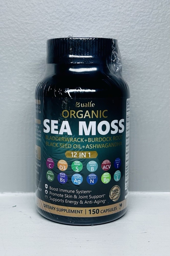 Sea Moss Capsules 150ct Organic Irish Moss Black Seed Oil Ashwagandha-NEW SEALED