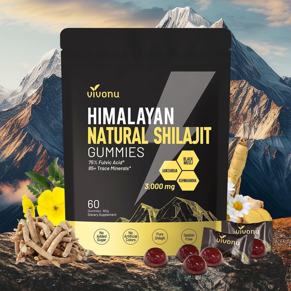 Himalayan Shilajit Gummies with 60 Count (Pack of 1), 1 Bag / 60